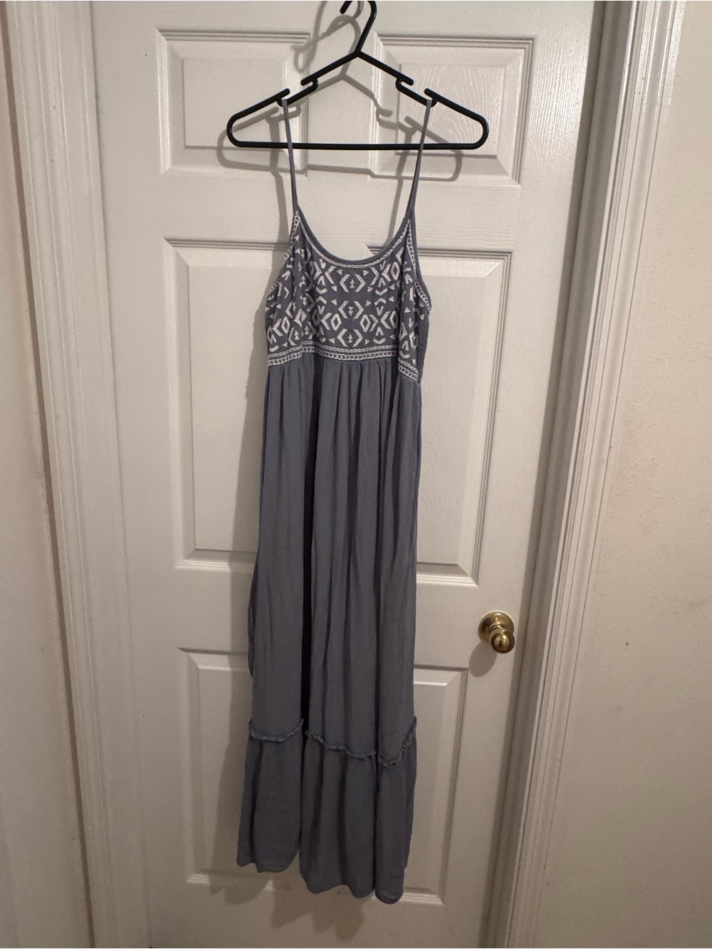 Sim & Sam Embroidered Maxi Dress in Dusty Blue